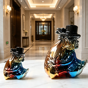Support TV Evelyn, décoration Feng Shui, statue de canard Donna enlacant un <span class=keywords><strong>sac</strong></span> d'argent, style européen moderne, décoration intérieure de luxe - Product Image 3