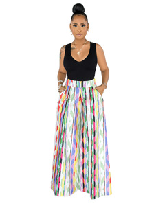 <span class=keywords><strong>Pantalon</strong></span> d'été long à jambes larges imprimé taille haute <span class=keywords><strong>pantalon</strong></span> ample joli motif imprimé <span class=keywords><strong>pantalon</strong></span> pour femmes - Product Image 4