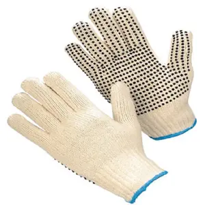 Дешевые промышленные рабочие полихлопковые перчатки с ПВХ-точками