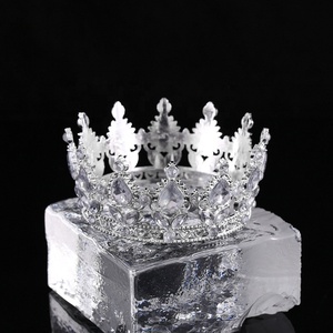 Corona Barroca Dorada con Mini Pedrería para Pastel, Adorno <span class=keywords><strong>de</strong></span> Plástico, Tiara, Accesorios para Ramo, Compromiso, Aniversario - Product Image 3