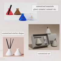 Ensemble de diffuseur de roseau en céramique de luxe Bouteille de diffuseur de roseau vide mat en céramique d'huile essentielle avec coffret cadeau