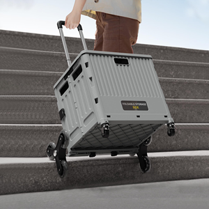 Household Hand - Pull Shopping <b>Cart</b> Portable <b>Foldable</b> Rolling Storage <b>Cart</b> with Telescopic Handle and Large Capacity - Product Image 4