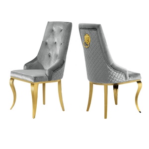 Sillas de Comedor Tapizadas en Terciopelo <span class=keywords><strong>Blanco</strong></span>, Modernas y Lujosas, con Patas Doradas, Silla de Comedor de Lujo con Tirador de Estilo Real - Product Image 1