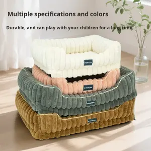 Sofá cama moderno de espuma viscoelástica ortopédica de felpa rectangular suave de piel de conejo a rayas de lujo al por mayor de fábrica para invierno - Product Image 5