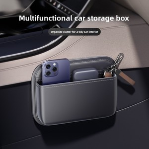 Sac de rangement en cuir pour voiture, organisateur de console centrale adhésif, pour sièges conducteur et passager, multifonctionnel, pour fente de siège intérieur - Product Image 5