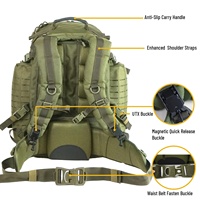 Sac à dos d'hydratation tactique MOLLE 3 jours avec cadre interne en Oxford, courbe physiologique du dos, fermeture éclair, 55L pour le camping et la randonnée