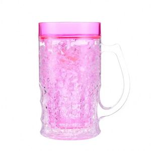 Plastic Beer Cup With Handle Internet Celebrity 16oz BPA FREE Plastic <b>Double</b> <b>Wall</b> Gel Freezer <b>Mugs</b> Gel Frosty Freezer Beer <b>Mug</b> - Product Image 4