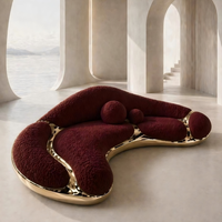 Canapé Courbé de Luxe Italien, Canapé Modulable en Velours au Design Irrégulier pour Villa et Mansion, Canapé Déclaration