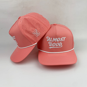 <b>Waterproof</b> Surf Gorras Custom 3D Embroidered Logo Laser Cut Hole Perforated 5 Panel Sport Baseball Caps Golf <b>Hats</b> - Product Image 2