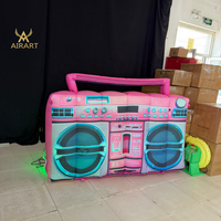 Ballon publicitaire gonflable DJ Radio rose thème rétro pour fête disco avec lumière LED intégrée, nouveau style