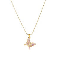 Collier Papillon Plaqué Or Style Français avec Pendentif Émail Doux et Perle, Couleurs Rêveuses, Accessoires Bijoux pour Filles TGXL14830