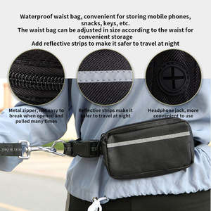 OKKPETS Correa de perro manos libres con bolsa de cremallera manijas acolchadas dobles y Bungee duradero para caminar trotar correr perro mascota - Product Image 2