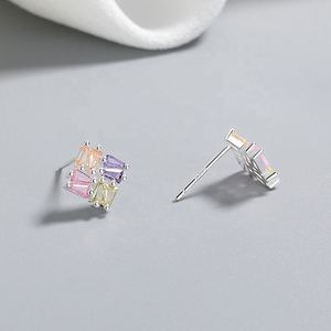 Pendientes de Plata de Ley 925 Hengdian, Estilo Vintage, Forma de Corazón, Bloques de Color, Circonita Cúbica, para Mujer, Bodas y Fiestas, Regalo - Product Image 4