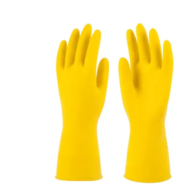OEM Latex Rubber Gloves Kitchen Dishwashing Household Latex Rubber Gloves With Plastic Removable Glove Rack