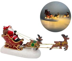 Décorations <span class=keywords><strong>de</strong></span> Noël LED Lumineuses pour Intérieur/Extérieur : Renne Traînant Chariot, Père Noël, <span class=keywords><strong>Bonhomme</strong></span> <span class=keywords><strong>de</strong></span> <span class=keywords><strong>Neige</strong></span> – Blanc Chaud 2700K, IP20, DC6V, Facile à Installer - Product Image 1