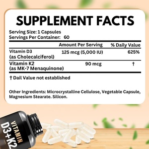 Capsules D3 K2 personnalisables OEM/ODM avec 90Mcg K2 + 5,000 UI D3 supplément vitaminique pour le système immunitaire, l'humeur et le soutien énergétique - Product Image 4