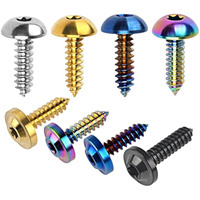 Sekrup Tombol Torx Self-Tapping Paduan Titanium Pelangi, Sekrup Titanium Grade 5 untuk Sepeda Motor