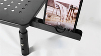 Support d'écran réglable en hauteur sur 3 niveaux avec support pour téléphone, support d'ordinateur en acier robuste 30 kg, organisateur de bureau