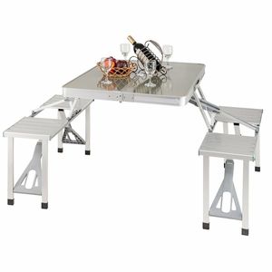 Commercio all'ingrosso luce pieghevole in alluminio pieghevole valigia <span class=keywords><strong>campeggio</strong></span> Picnic caffè da pranzo giardino spiaggia prato <span class=keywords><strong>tavolo</strong></span> con sedie - Product Image 2