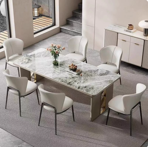 Chaises de salle à manger rembourrées de style nordique, luxe, hauteur réglable, pieds en métal, utilisation moderne pour hôtel et appartement, minimaliste - Product Image 6