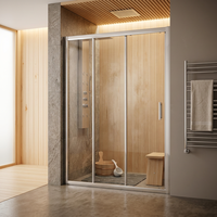 Cabines de douche en verre transparent de 10 mm, semi-sans cadre, fabrication en usine avec fonction de fermeture douce, porte de douche en verre