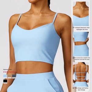 Débardeurs de yoga et de sport à double bretelles pour l'entraînement, la course et le fitness, dos nu, coupe courte – Approvisionnement direct usine - Product Image 2