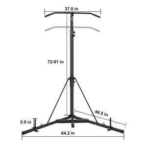 <span class=keywords><strong>Stand</strong></span> Samsak Tinju Lipat 2-in-1 dari Baja dengan Sanda Gantung untuk Latihan Pull-Up di Rumah, Tinggi Dapat Disesuaikan 183-230cm, Warna Hitam - Product Image 3
