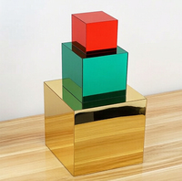 Présentoirs en acrylique miroir, boîtes de présentation carrées, cubes miroir pour mariage, fête, décoration de gâteaux, écologiques, logo personnalisé, nouveauté