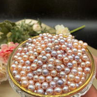 Perles d'eau douce naturelles rondes, blanches, roses et violettes ; qualité 3A pour la fabrication de divers types de bijoux ; prix de gros.
