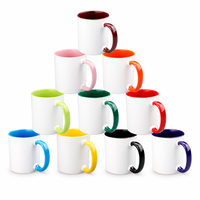 Mug à café en céramique Senny 401 500ml, tasse blanche brillante avec paroi intérieure colorée, poignée, 10 couleurs, vente en gros, usine