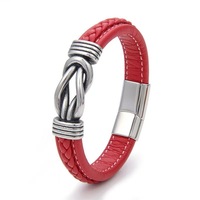 YL 2025 mode marron noir infini noeud cuir Bracelet Bracelet en acier inoxydable fermoir magnétique Bracelet en cuir tressé