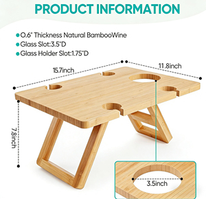 <span class=keywords><strong>Table</strong></span> <span class=keywords><strong>de</strong></span> pique-nique à vin portable <span class=keywords><strong>Table</strong></span> <span class=keywords><strong>de</strong></span> plateau <span class=keywords><strong>de</strong></span> collation à champagne pliable avec 5 porte-verres à vin Idéal pour les pique-niques en plein air <span class=keywords><strong>Camping</strong></span> Plage - Product Image 3