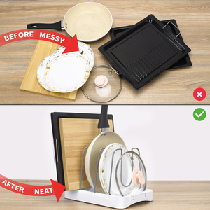 Cocina de almacenamiento de gabinete de despensa de soporte ampliable Pan y tapa de la olla organizador Rack con 10 compartimentos ajustables - Product Image 3