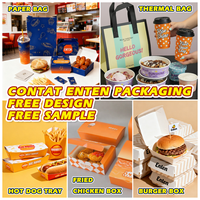 Boîtes à pizza articulées, ensemble d'emballages pour la restauration rapide, boîtes à emporter, frites, hamburgers, ailes de poulet, gobelets, conception de logo, contenants alimentaires jetables
