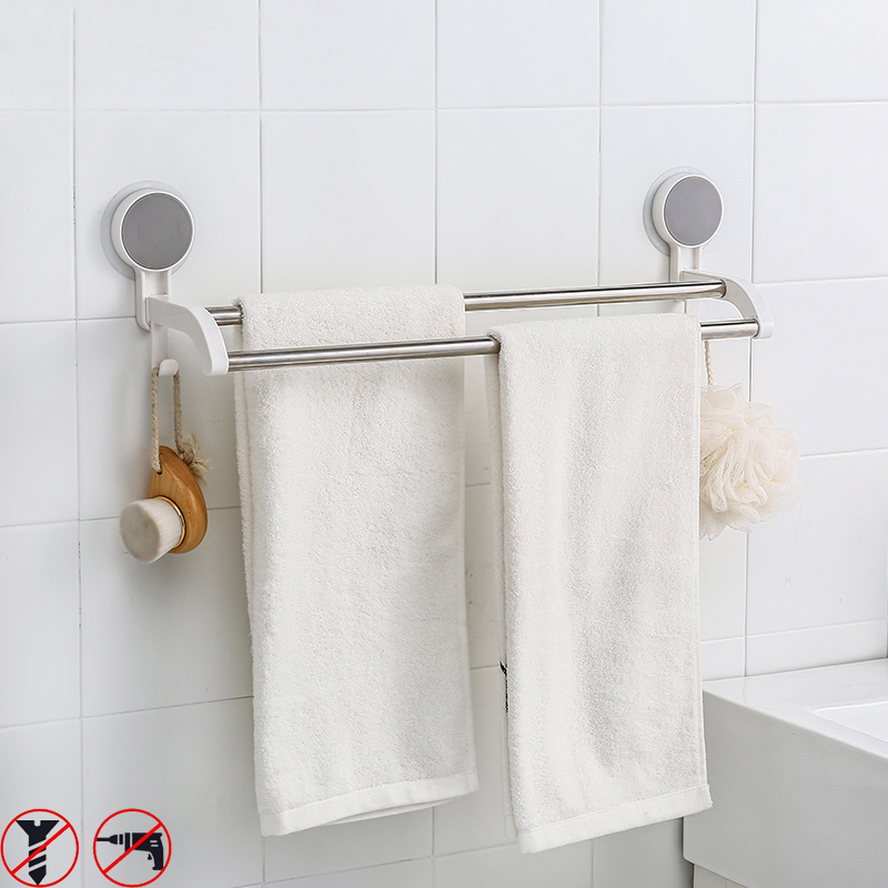 Лидер продаж на Amazon, двойной держатель для полотенец в ванную комнату, Настенный Набор наклеек, держатель для ручек, товары, оптовая продажа, держатель для полотенец, присоска, без сверления