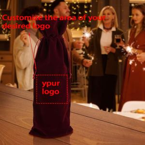 Sac à vin en velours en gros, protège-bouteille de vin de voyage, sacs cadeaux personnalisés pour bouteilles de vin de Noël, sacs cadeaux de fêtes - Product Image 2