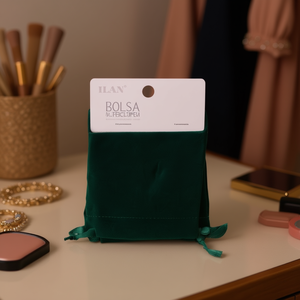 Borsa in Velluto Ilan 7x9 Cm Verde Scuro 2 Pezzi - Product Image 2