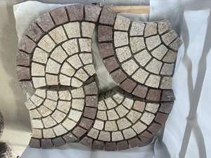 Dalles de pavage en granit rouge violacé et jaune, <span class=keywords><strong>moins</strong></span> chères, à motif naturel en éventail, flammées sur quatre côtés, pour allée, jardin, passerelle et autres - Product Image 6