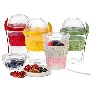 Custom High Quality Overnight Cereal Oat Cup Breakfast Portable Salad Fruit Jar Yogurt <b>Container</b> Juice Milk Salad Breakfast Cup - Product Image 2