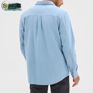 Chemise en jean premium pour homme, manches longues, respirante, en coton doux, décontractée, boutonnée, confortable, pour tous les jours, vêtements de travail - Product Image 3