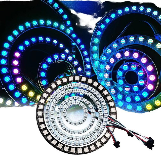 DC5V WS2812B 5050 SMD RGB Light Strings 16/30/45 LEDs Addressable Circular Module USB for /ESP8266