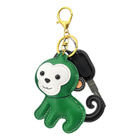Porte-clés singe en cuir véritable rembourré, joli pendentif animal avec fermoir, breloques de sac en cuir de vache, accessoires pour sac à main