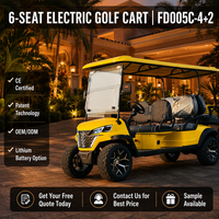 Carrito de Golf Eléctrico de 6 Plazas al por Mayor, 4+2 Pasajeros, Batería de Ciclo Profundo de 60V 100Ah, Motor de CA de 4.0kW, Carro de Golf Todoterreno