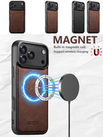 Étui de téléphone en cuir PU grain litchi avec chargement magnétique et protection anti-chute, avec protection de l'appareil photo, pour les séries Apple 18/17/16/15/14/13/12