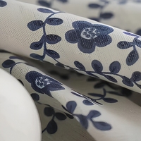 Nappe Rectangulaire DANLI Imprimée Florale Bleue Vintage, Style Campagne Française pour Table à Manger, Décoration Maison Cuisine Ferme