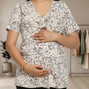 Robe d'allaitement décontractée pour mères, col froufrous, robes pour femmes, occasions de maternité, vente en gros - Product Image 3
