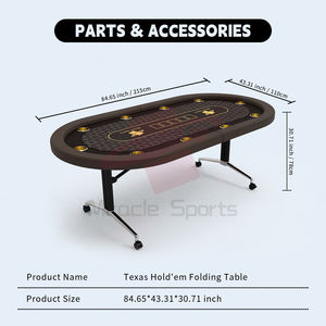 MG Table de poker Texas Hold'em portable à 10 joueurs Design moderne de luxe avec rail antidérapant pliable pour jeu à domicile et roulettes verrouillables - Product Image 3