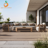 Ensemble de canapés d'extérieur de luxe en teck massif pour villas, hôtels et jardins, mobilier de patio en corde