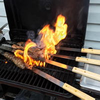 Ensemble d'ustensiles de barbecue en acier inoxydable pour brochettes Koobideh/persanes/arménies/turques