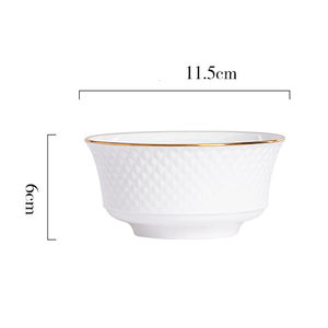 Nuevo juego completo al por mayor, <span class=keywords><strong>vajilla</strong></span> ligera de lujo, cuencos <span class=keywords><strong>y</strong></span> platos, platos de cerámica de alta estética con bordes dorados para el hogar - Product Image 6